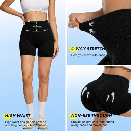 Women’S High-Waisted Athletic Casual Shorts—Breathable and Comfortable; High-Stretch Yoga Shorts Suitable for Indoor and Outdoor Workouts; High-Stretch Seamless High-Waist Women’S Streetwear Shorts; Waist-Cinching Butt Shorts; Motorcycle High-Waisted Tigh